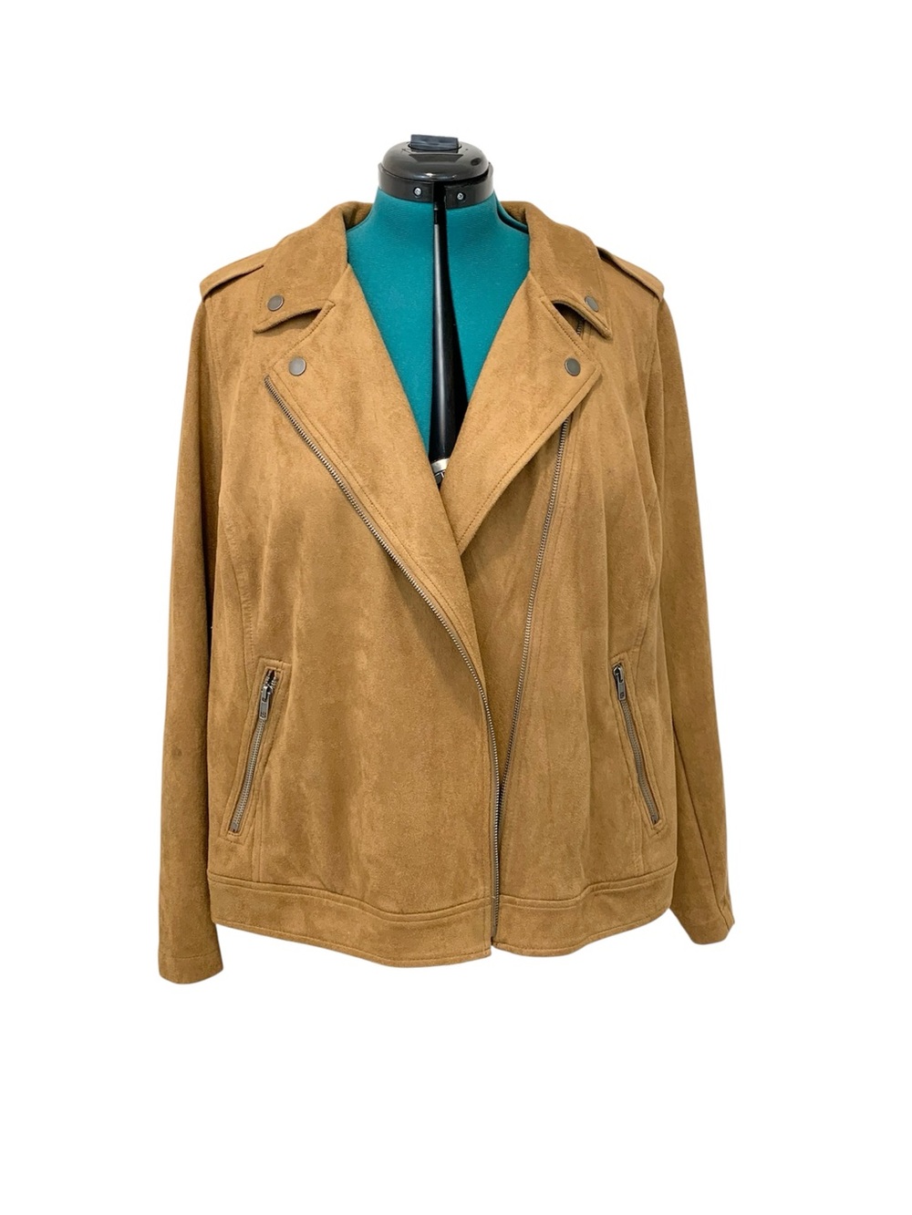 Style & Co. Plus-Size Suede Moto Jacket in Cognac 2X - Picture 12 of 16